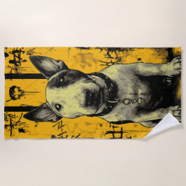 Toalha De Praia Arte Grunge do Crânio do Bull Terrier