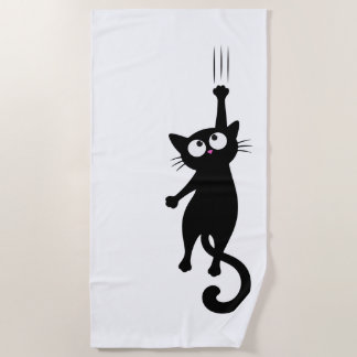 Toalha De Praia Arte Minimalista de Gato Preto para Impressão, Mod