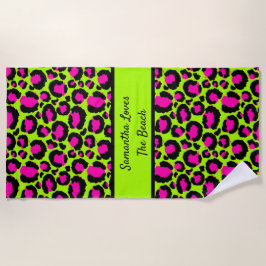 Toalha De Praia Arte Neon Roxo e Verde