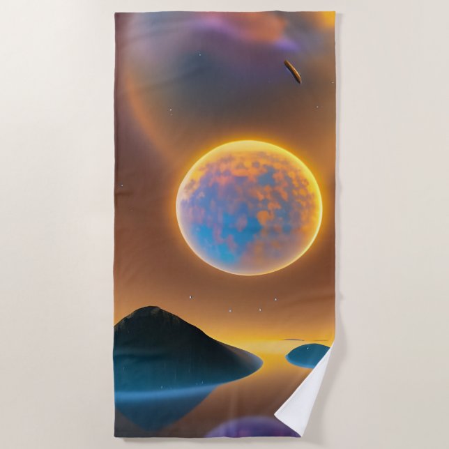 Toalha De Praia Arte paisagística da lua (Frente)