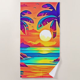 Toalha De Praia Arte solar tropical vibrante