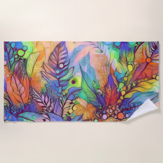 Toalha De Praia Arte surreala colorida selvagem deslumbrante