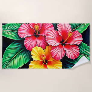 Toalha De Praia Arte Tropical de Hibiscus Vibrant