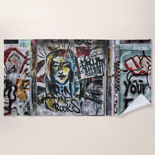 Toalha De Praia Arte Urbana Moderna do grafite (Frente)