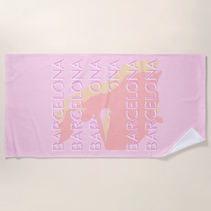 Toalha De Praia Arte Viagem de Barcelona, Arte Espanha, Rosa, Past