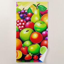 Toalha De Praia Arte Vibrante de Frutas Mistas