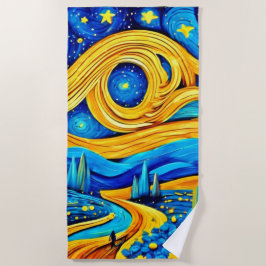 Toalha De Praia Arte Vibrante Estrelada