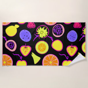 Toalha De Praia Artista Vibrant Neon Frutas