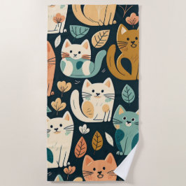 Toalha De Praia Artsy Cat Pattern Cute