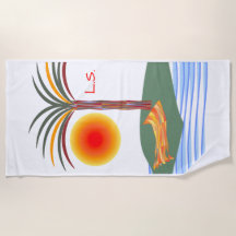 Árvore Tropical Brilhante, Sol e Ondas