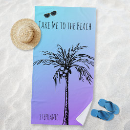 Toalha De Praia Árvore Tropical Palm Silhoutte Personalizada
