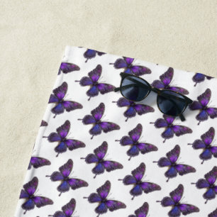 Toalha De Praia Asas Brilhantes: Borboleta Sparkle Roxa