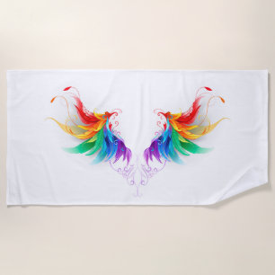 Toalha De Praia Asas Fluffy Rainbow