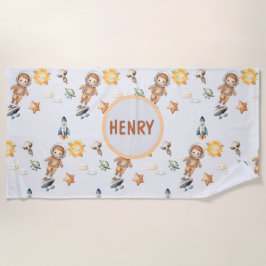 Toalha De Praia Astronauta Cinto e Aventura Espacial Adorável