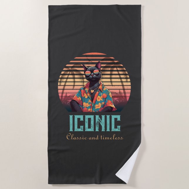 Toalha De Praia Atitude tropical de gato do eterno (Frente)