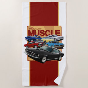 Toalha De Praia Automóveis Musculares Retro-Americanos