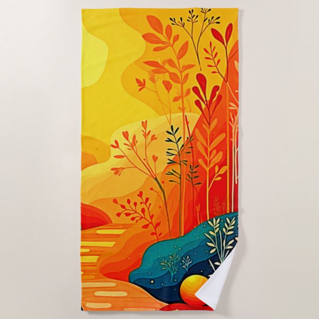 Toalha De Praia Autumn Landscape Art (Frente)