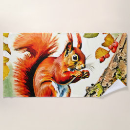 Toalha De Praia Autumn Squirrel Art