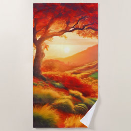 Toalha De Praia Autumn Sunset Painting Art