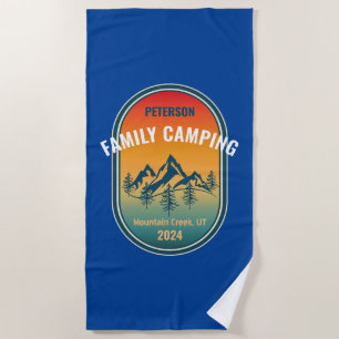 Toalha De Praia Aventura de Camping Familiar Personalizada Pôr do