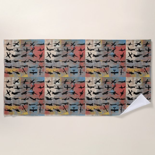 Toalha De Praia Avião Silhouettes (Frente)