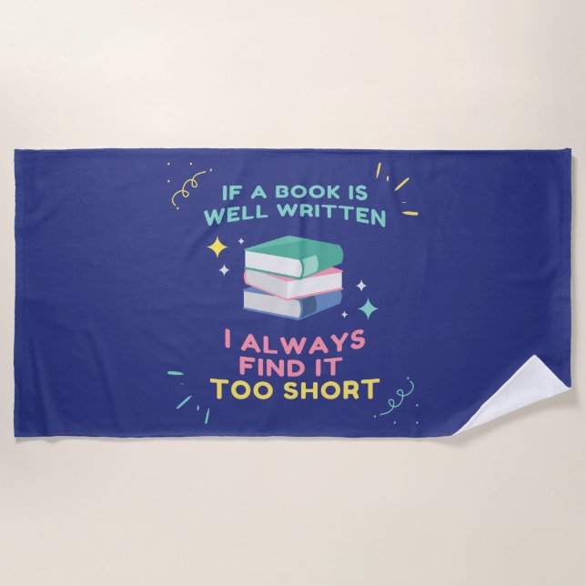 Toalha De Praia Avid Reader I - Citação de Jane Austen (Frente)