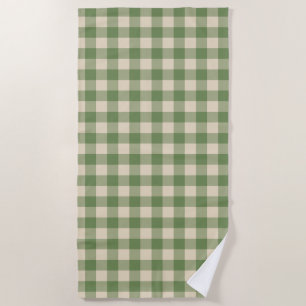 Toalha De Praia Avocado Green Cottagecore Gingham Check Xadrez