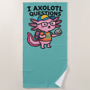Toalha De Praia Axolote Nerd Sarcástico Eu Faço Perguntas de Axolo
