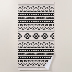 Toalha De Praia Aztec Brown no Cream Mixed Motifs Pattern