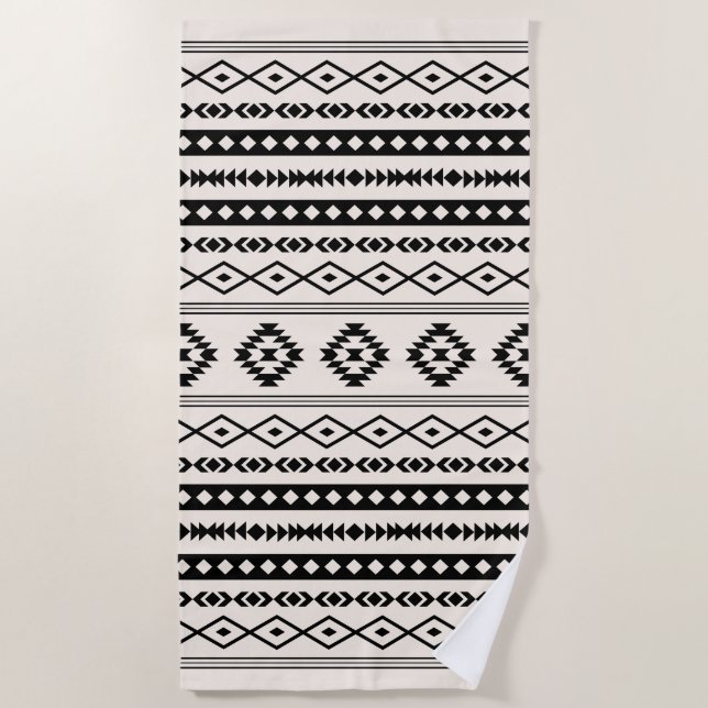 Toalha De Praia Aztec Brown no Cream Mixed Motifs Pattern (Frente)