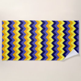 Toalha De Praia Azul, Amarelo Dourado Chevrons Beach Towel