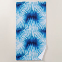 Toalha De Praia Azul Aqua Azul Tie Branco