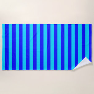 Toalha De Praia Azul-claro e Design de faixas azuis-escuras