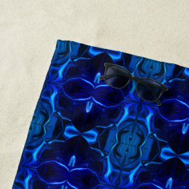 Toalha De Praia Azul com traçados interligados 'flutuantes'