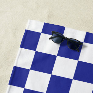 Toalha De Praia Azul e branco verificados