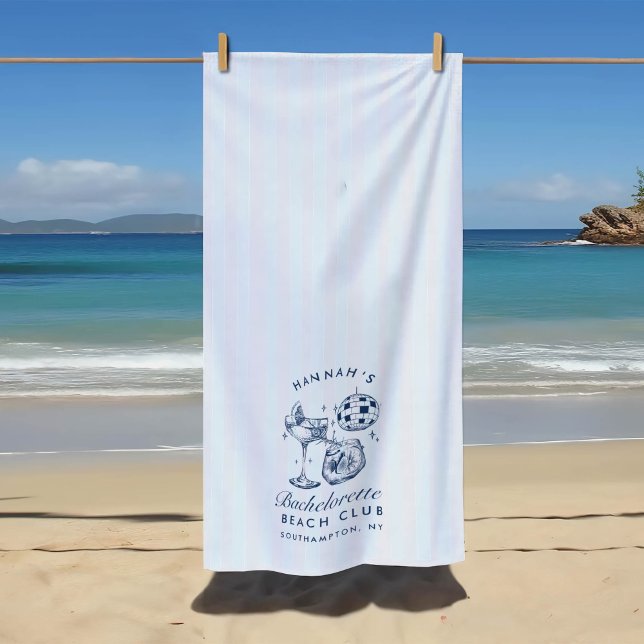 Toalha de Praia Azul e Cinza Retro Moderna para De (Criador carregado)
