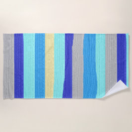 Toalha De Praia Azul e Dourado com risca