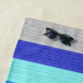 Toalha De Praia Azul e Dourado com risca