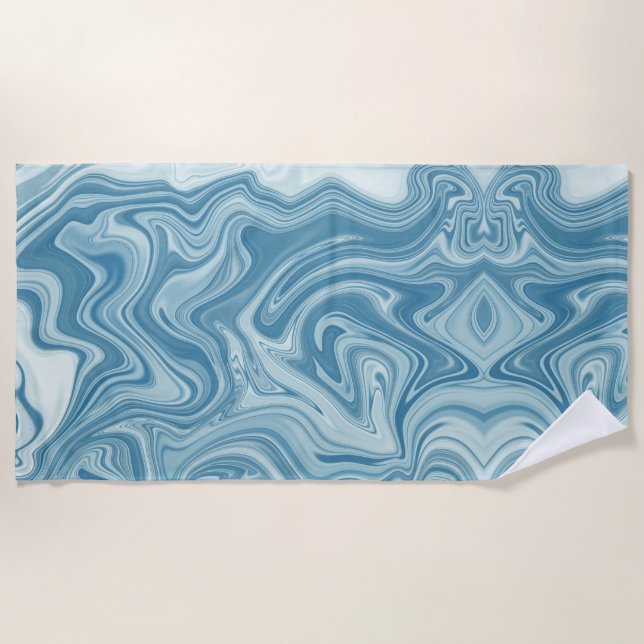 Toalha De Praia Azul-mármore (Frente)