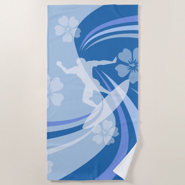 Toalha De Praia Azul-Surf tropical (Frente)