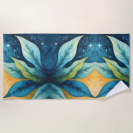 Toalha De Praia Azul Verde deixa Ouro Sol e estrelas