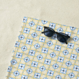Toalha De Praia Azulejo Amarelo e Azul
