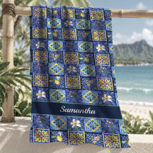 Azulejo de Limão Cítrico Mediterrâneo Azul Chic
