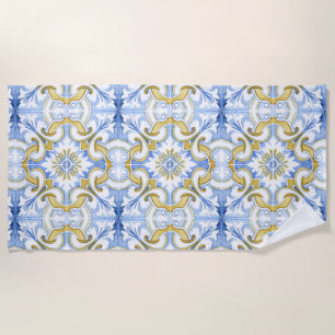 Toalha De Praia Azulejos do Mediterrâneo, majolica, estilo Sicilia