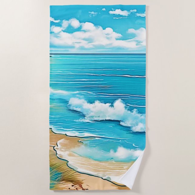 Toalha De Praia Azure Beach Calm Design (Frente)