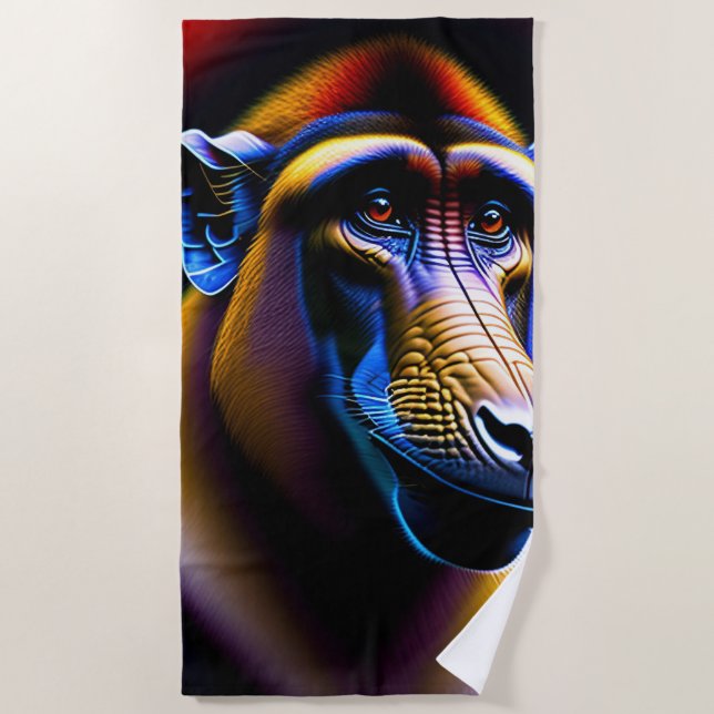 Toalha De Praia Baboon Design Cotton Beach Towel (Frente)
