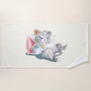 Toalha De Praia Baby Cat Funny Beach Towel