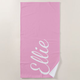 Toalha De Praia Baby Pink Bliss | Nome Personalizado em Letra Curs