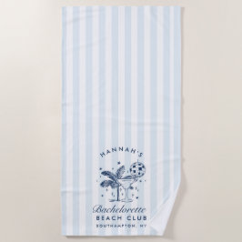 Toalha De Praia Bachelorette Blue & Cinza Retro Modern Beach Towel