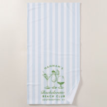 Bachelorette Blue & Green Retro Modern Beach Towl